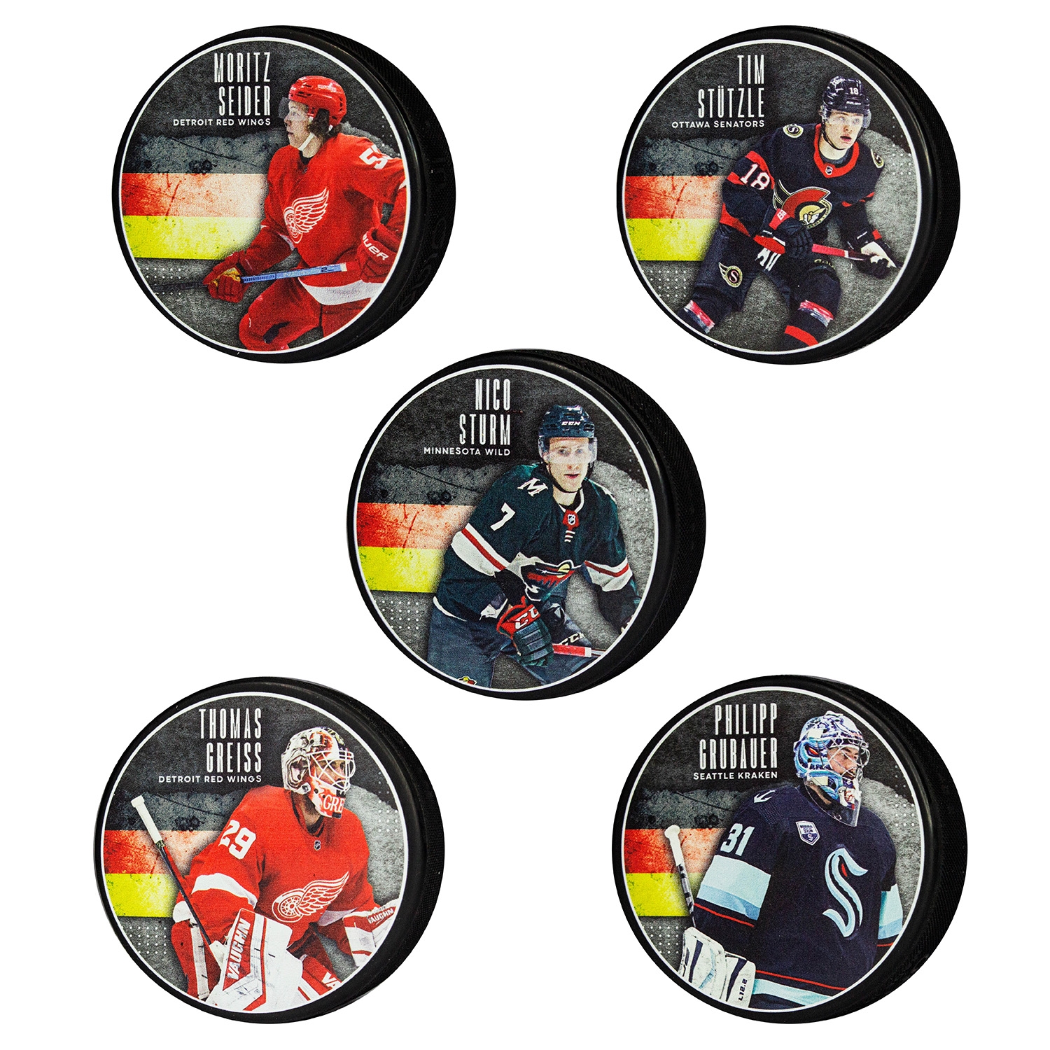Picture of NHLPA German Player Pucks - Blister