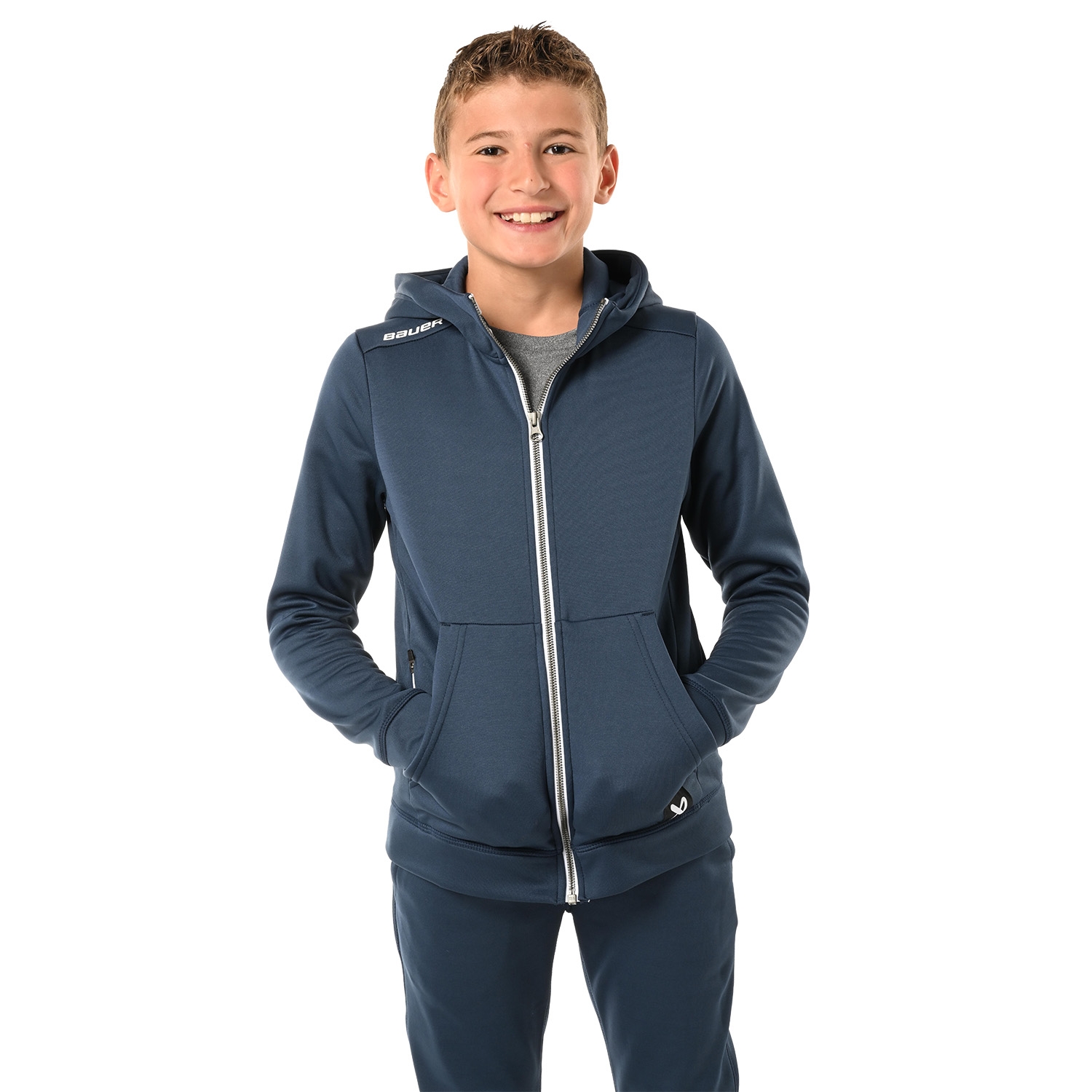 Picture of BAUER Fleece Zip Hoodie Team - nav - Yth.