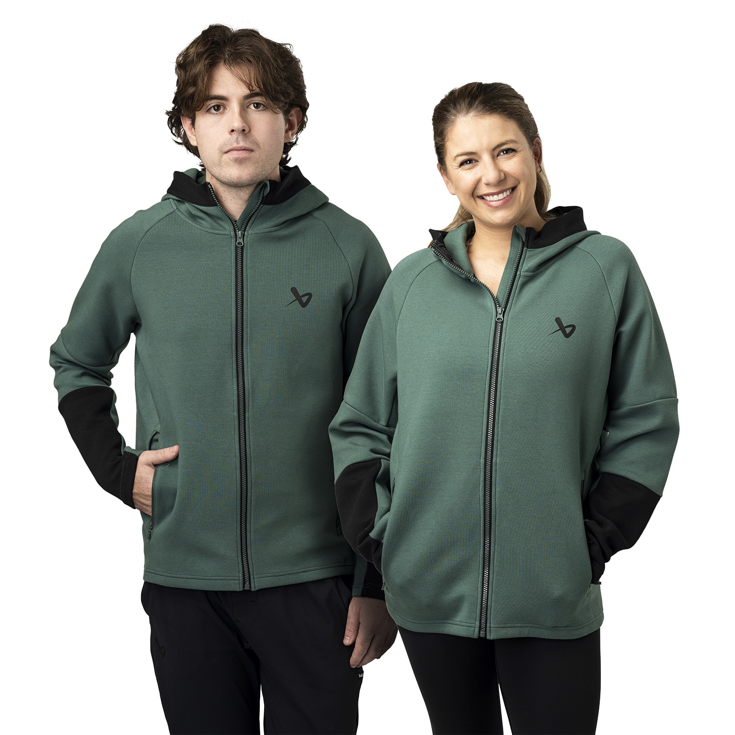Picture of BAUER FLC Full Zip Colorblock - grn - Sr.
