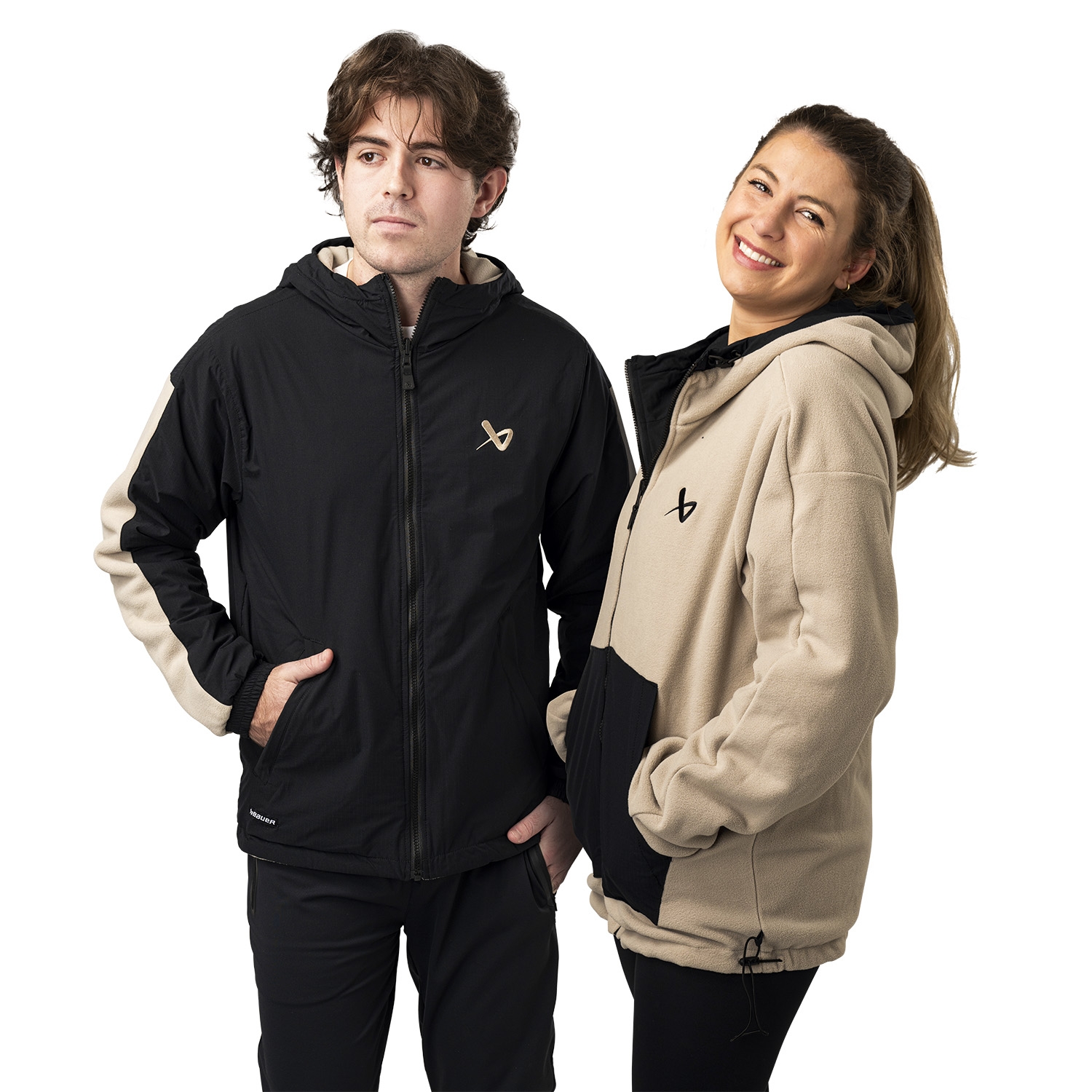 Picture of BAUER FLC Reversable Jacket - blk/bei - Sr.