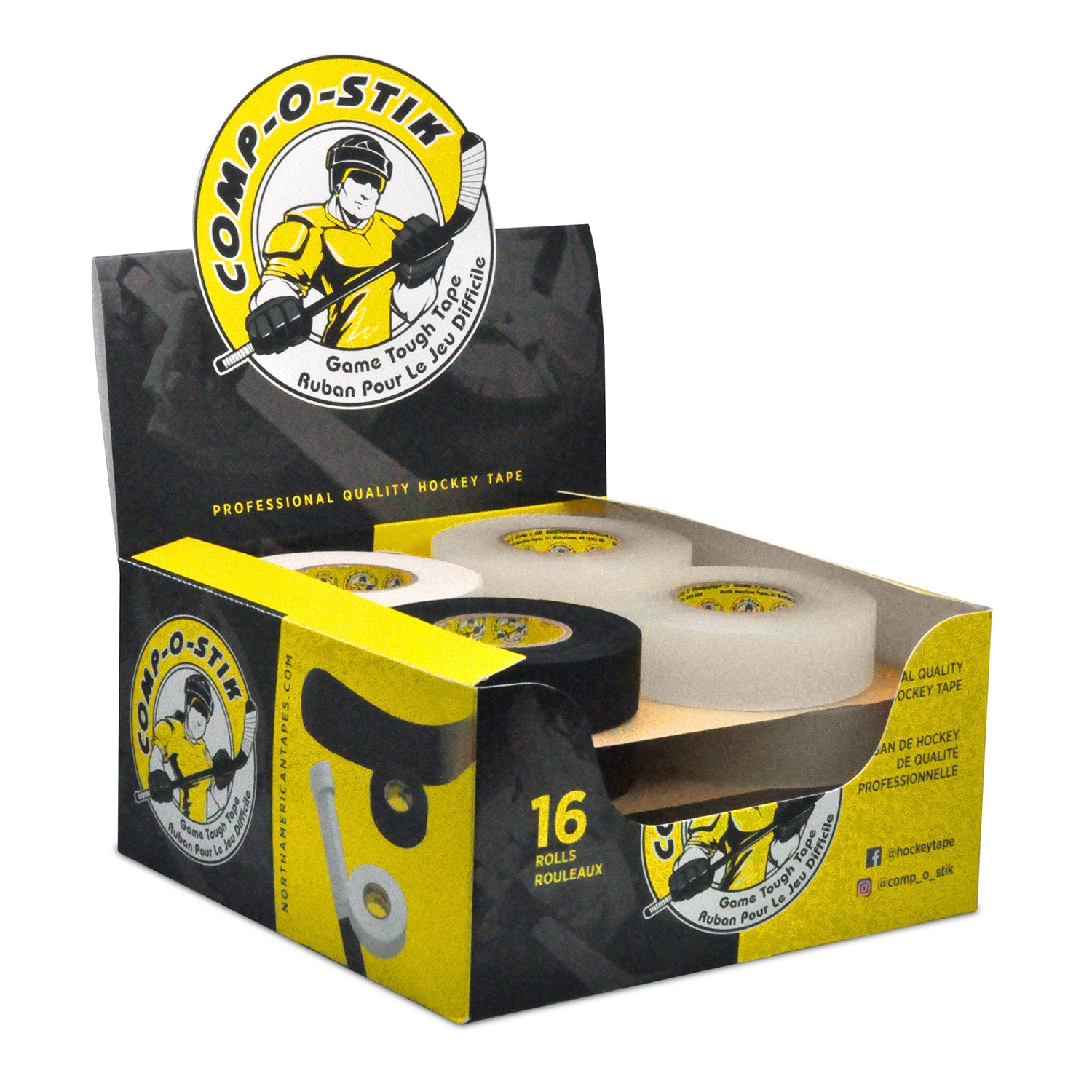 Picture of NORTH AMERICAN Retail Box - Tape 4 White 24mm x 20m/4 Black 24mm x 20m/ 8x Clear Poly 24 mm