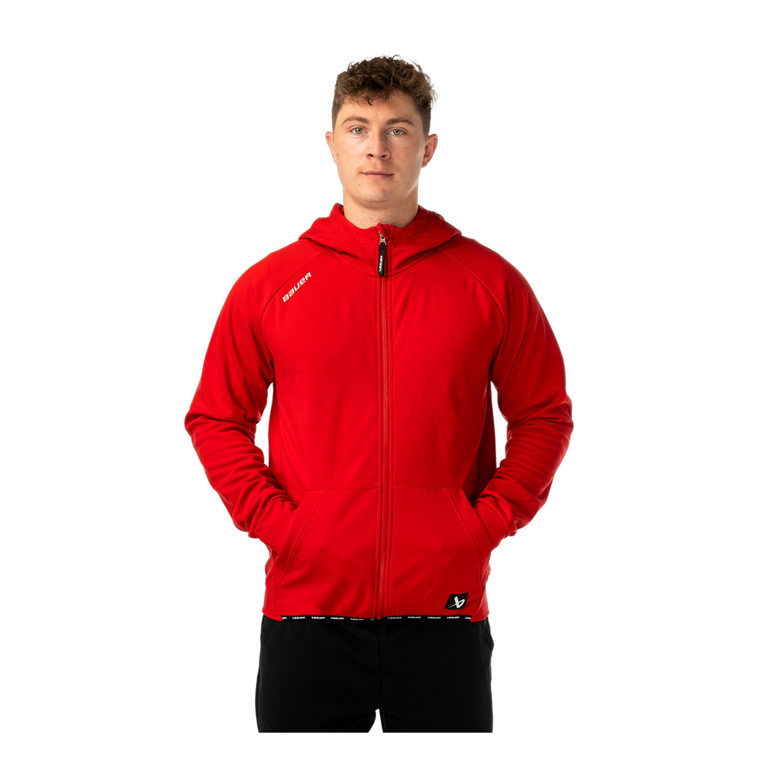 Picture of BAUER Fleece Zip Hoodie Team - red - Sr.